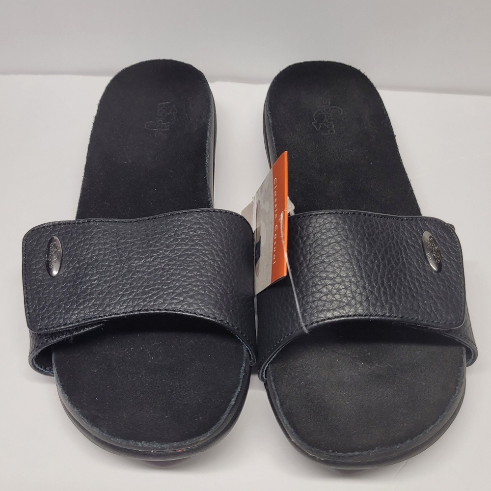 Bandals Black Leather Slide Sandals